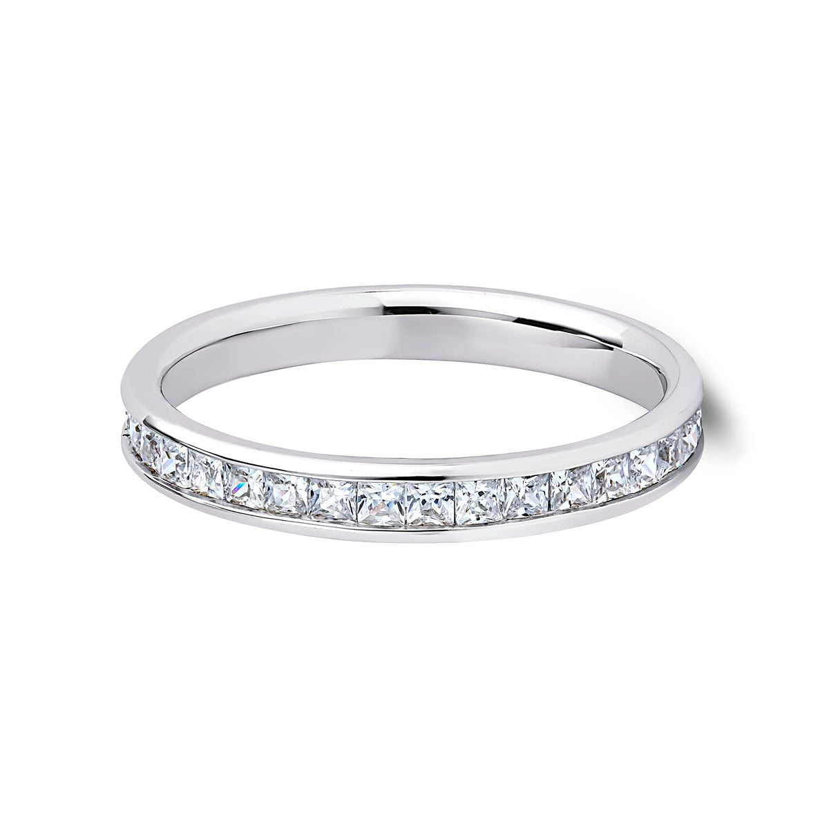 Princess Diamond White Gold Ring, Channel Set Half Eternity | ET1208