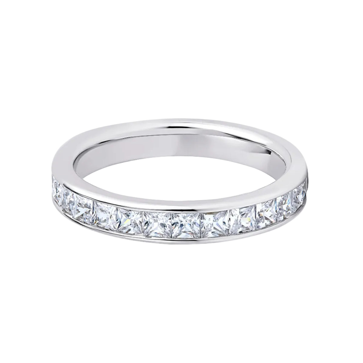 Princess Diamond Platinum Ring, Channel Set Half Eternity | ET1208