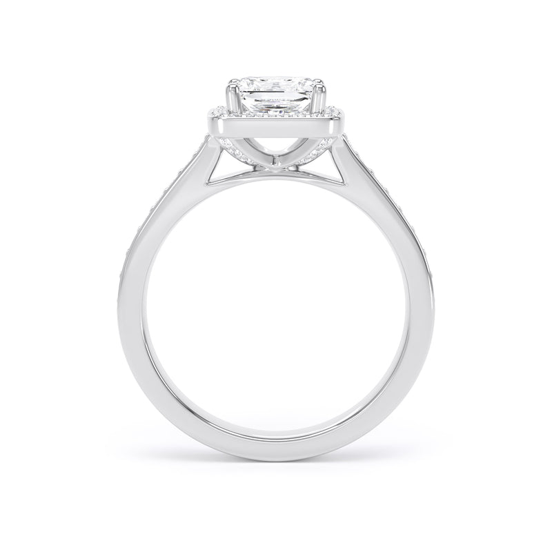 Halo Shoulder Set Ring | Platinum, Princess Diamond | PHG01 SMS