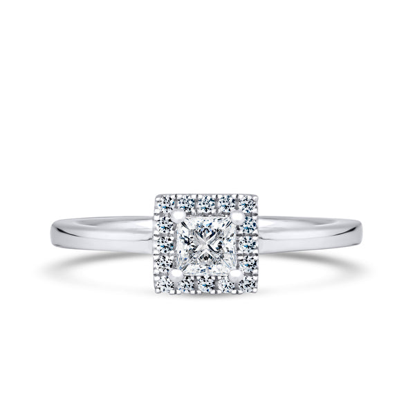 Princess Halo Platinum Ring, Squared | PHP02 SMS