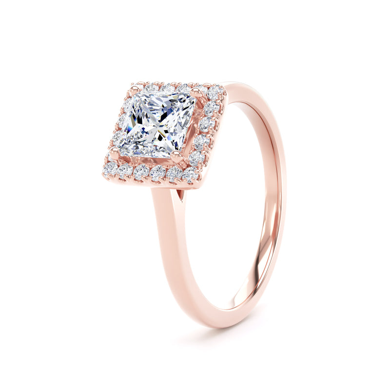 Halo Ring | Rose Gold, Princess Diamond | PHP01 LGS