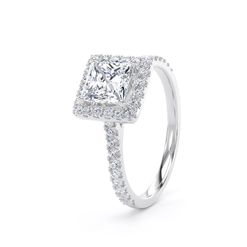 Halo Peekaboo Diamond Shoulder Ring | White Gold, Princess Diamond  | PHW01 LGS