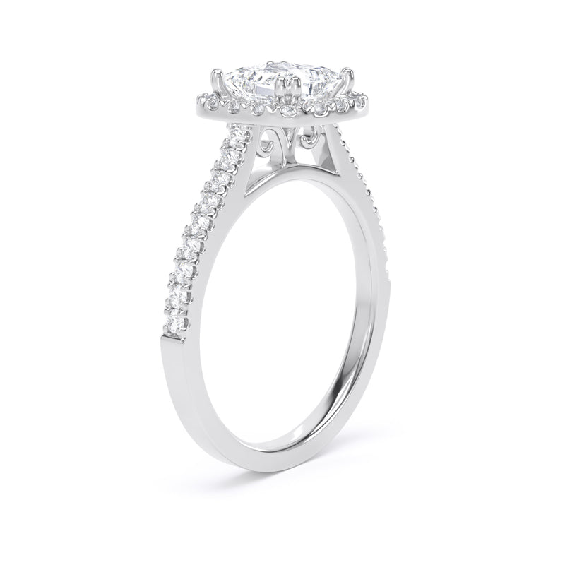 Princess Diamond White Gold Ring, Fancy Gallery Halo | LGS PHW02