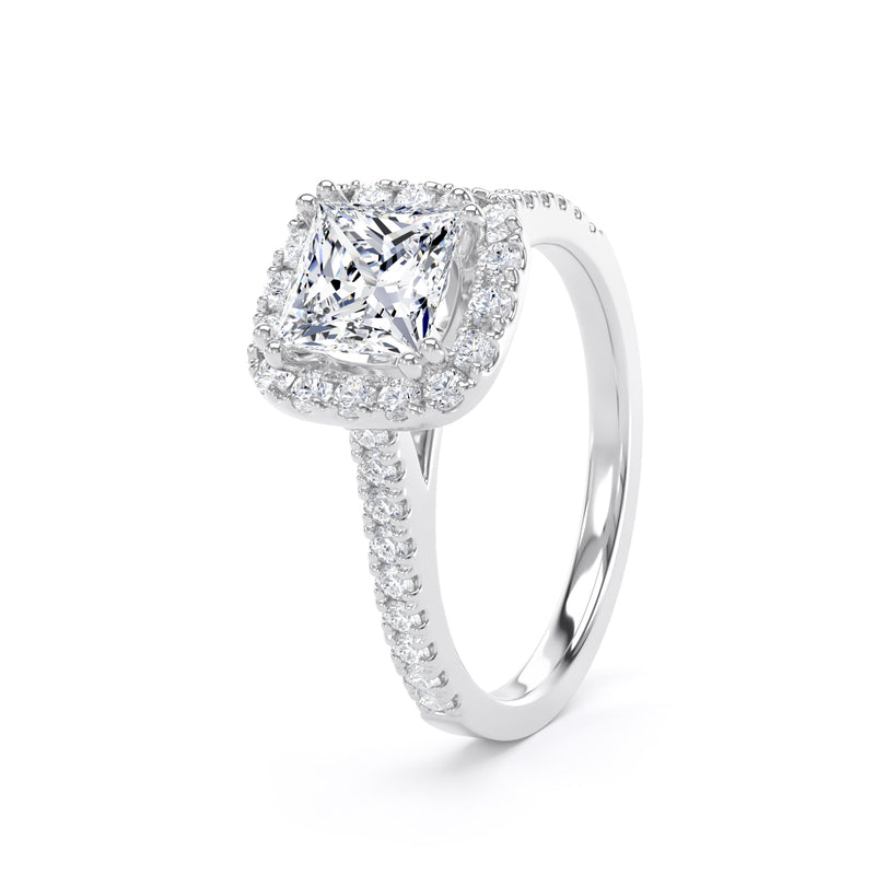 Princess Diamond White Gold Ring, Fancy Gallery Halo | LGS PHW02