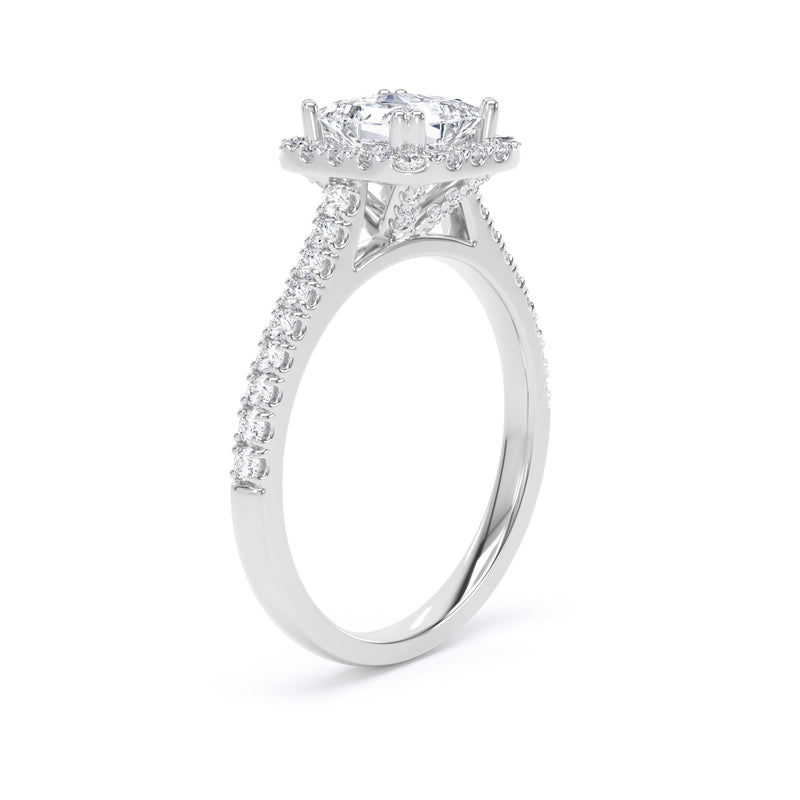 Princess Diamond White Gold Ring, Diamond Set Prong Halo | LGS PHW03