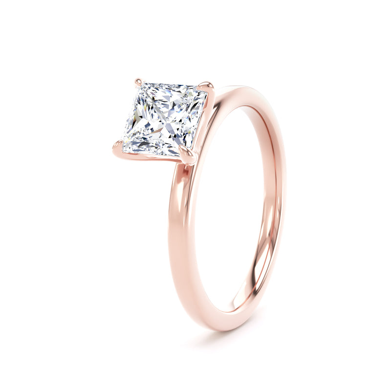Princess Diamond Rose Gold Ring, Floating Head Solitaire | SMS PPP02