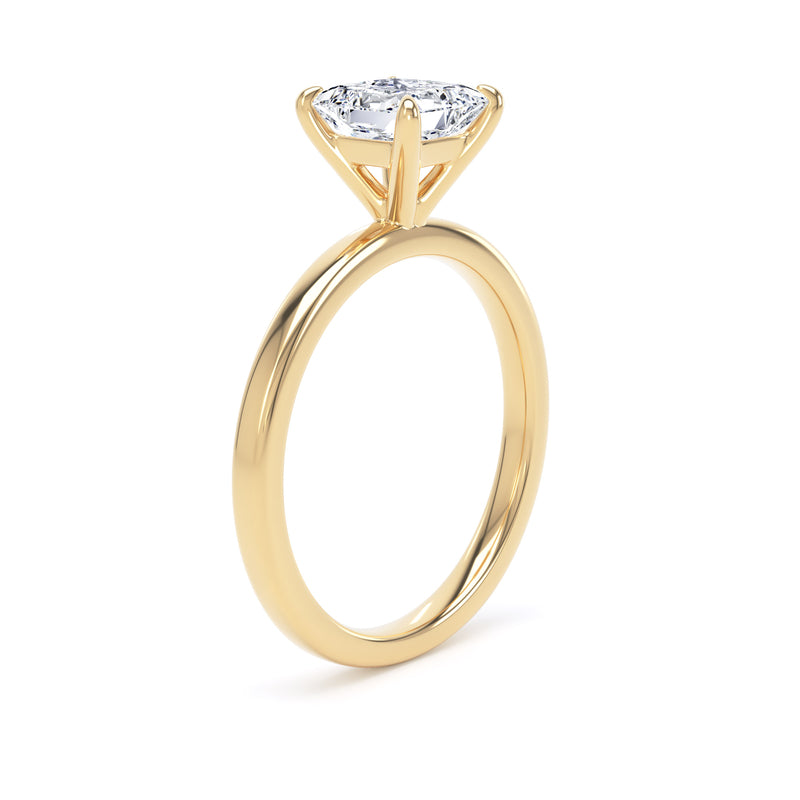 Princess Diamond Yellow Gold Ring, Floating Head Solitaire | SMS PPP02