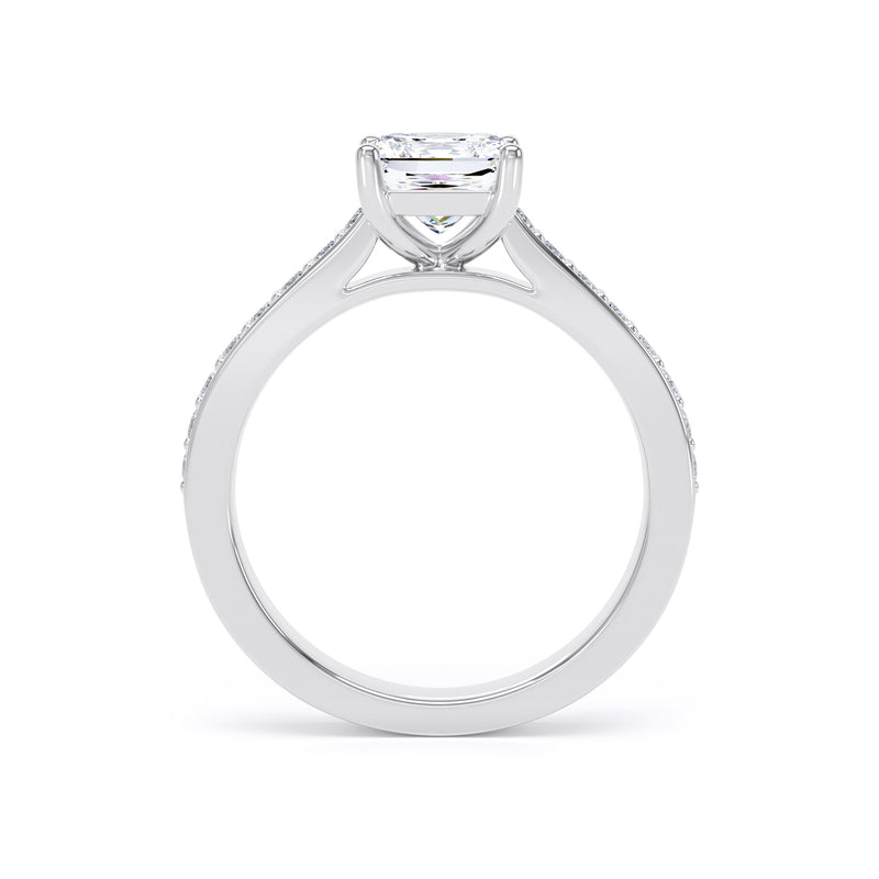 Princess Diamond Engagement Ring, Grain Shoulder Set | PSG01