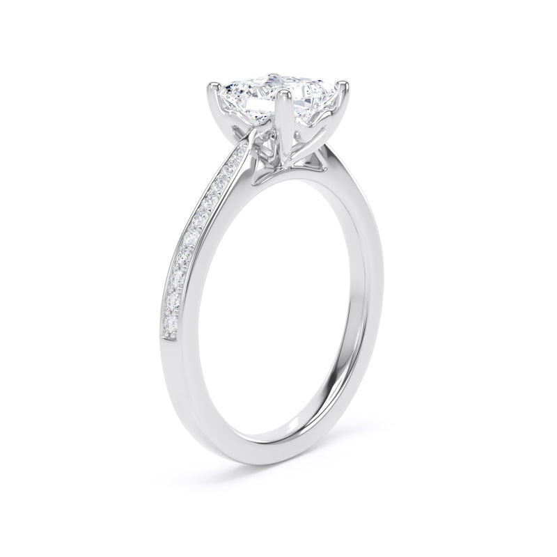 Princess Shoulder Set Platinum Ring, Pinched | PSG02 SMS