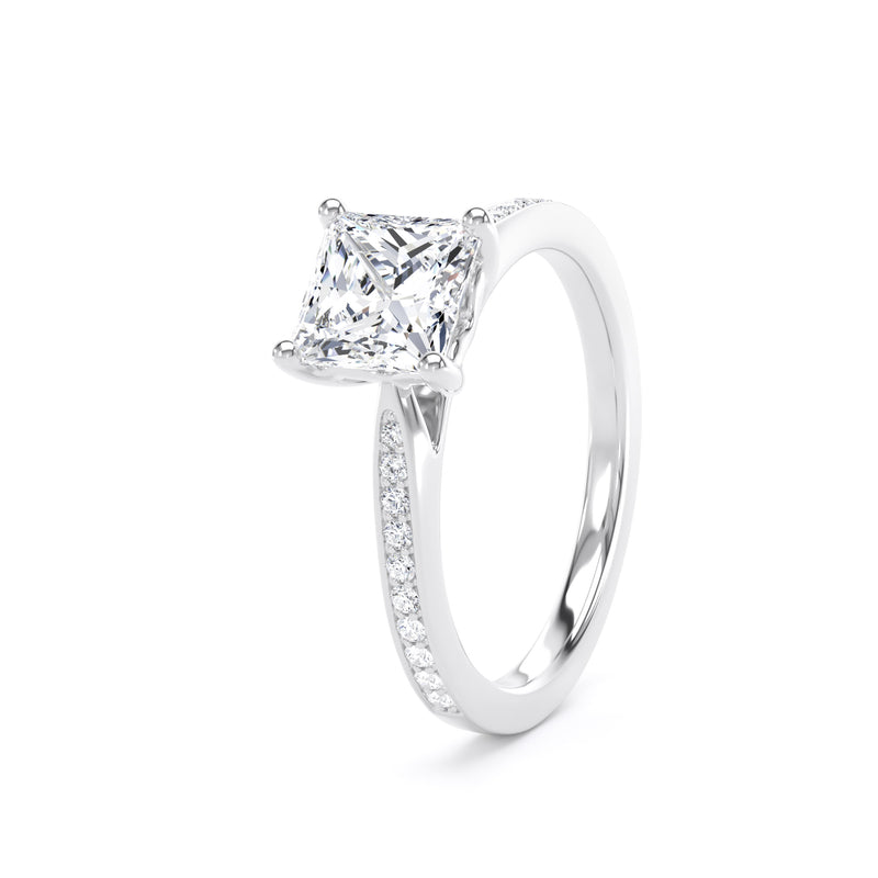 Princess Shoulder Set Platinum Ring, Pinched | PSG02 SMS