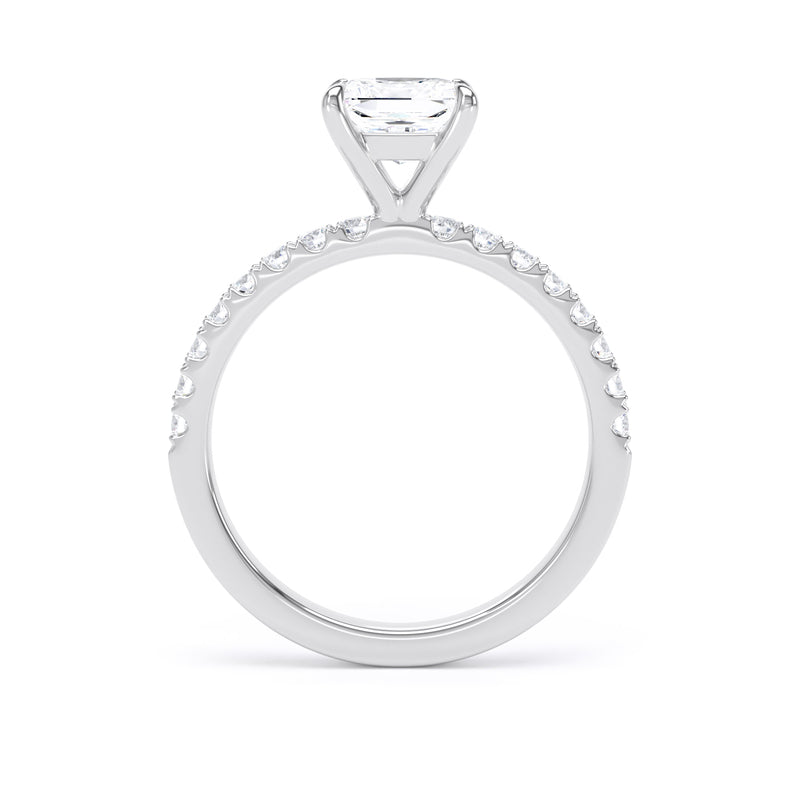 Princess Diamond Platinum Ring, Floating Head Shoulder Set | LGS PSP01