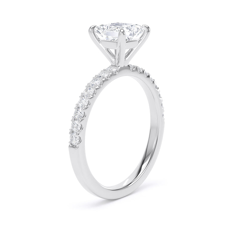 Princess Diamond Platinum Ring, Floating Head Shoulder Set | LGS PSP01