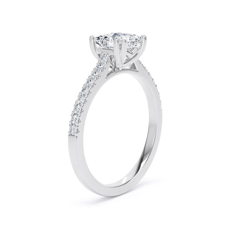 Princess Diamond Platinum Ring, Double Claw Shoulder Set | LGS PSW02
