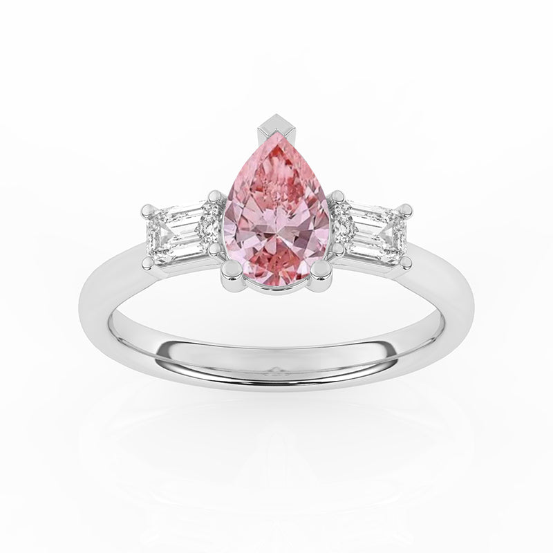 Pink Pear Diamond Engagement Ring, Claw Set Trilogy | R82311-PINK