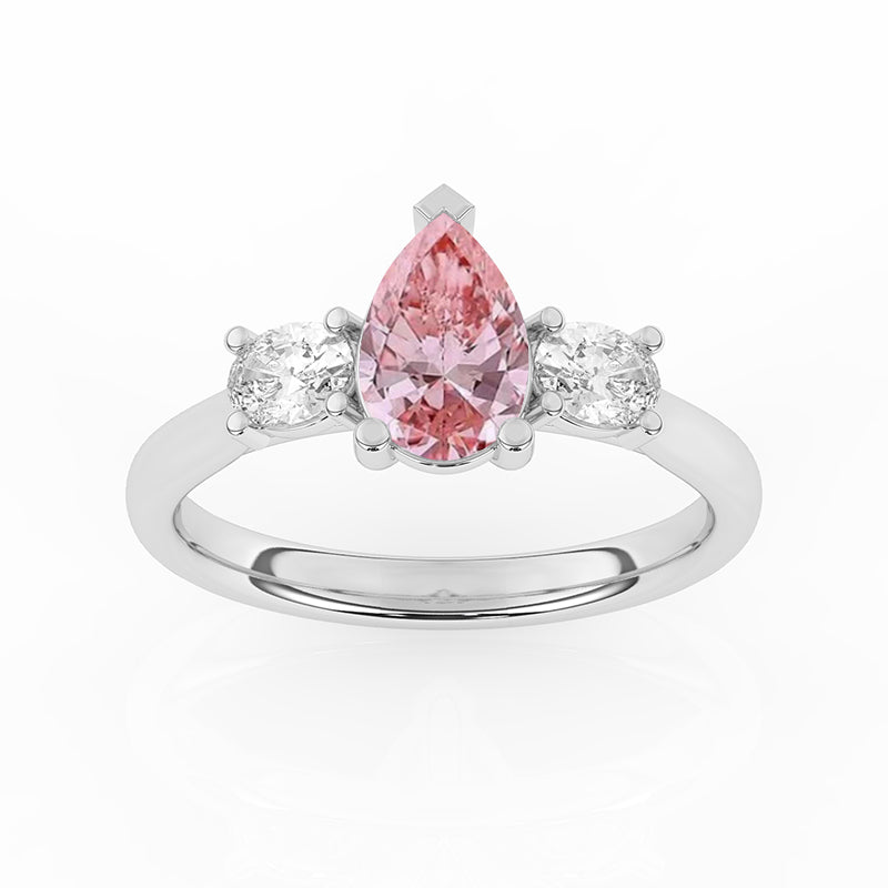 Pink Pear Diamond Engagement Ring, Claw Set Trilogy | R82312-PINK