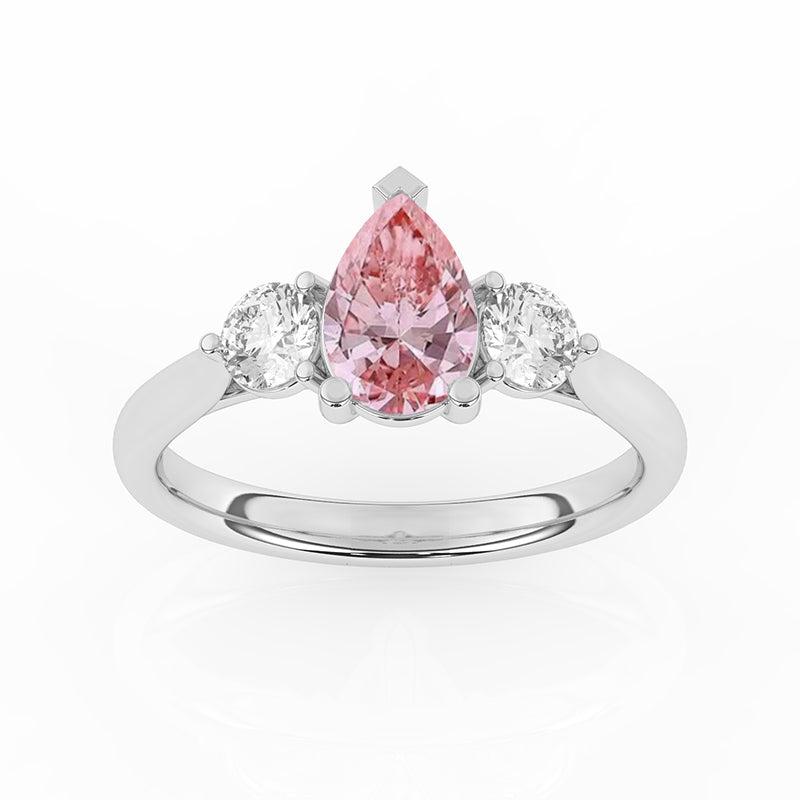 Pink Pear Diamond Engagement Ring, Claw Set Trilogy | R82313-PINK