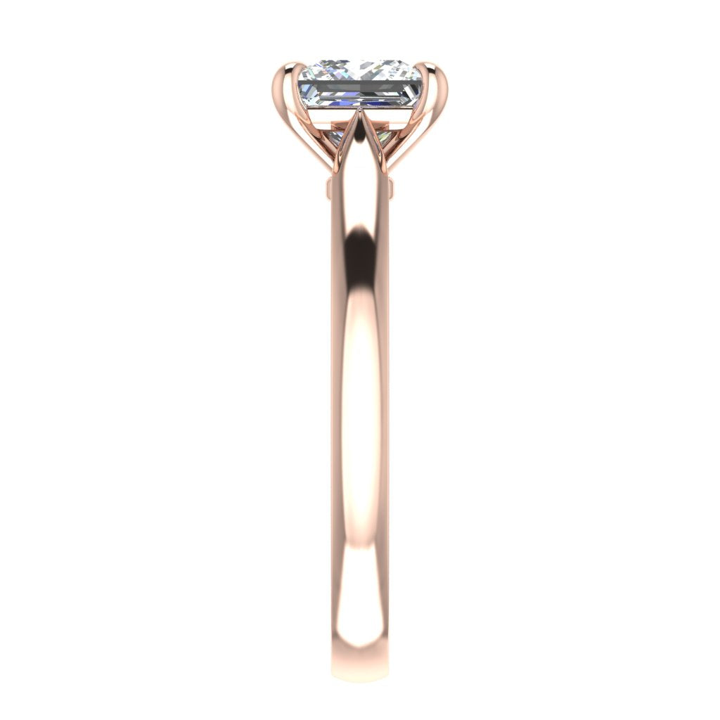 Princess Solitaire Rose Gold Ring, Pinched Cathedral | SMP