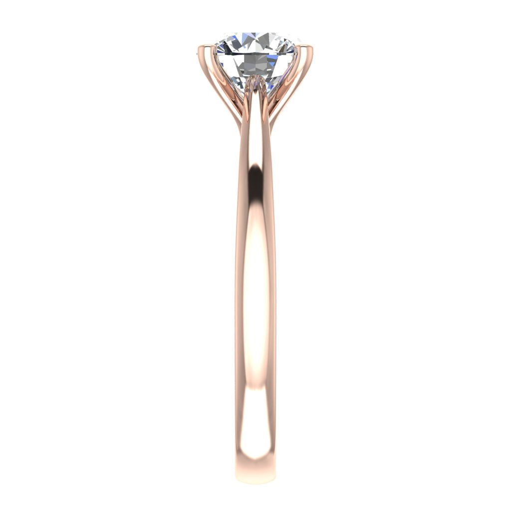 Round Diamond Rose Gold Engagement Ring, Cathedral 4 Prong Solitaire | RX4363-25