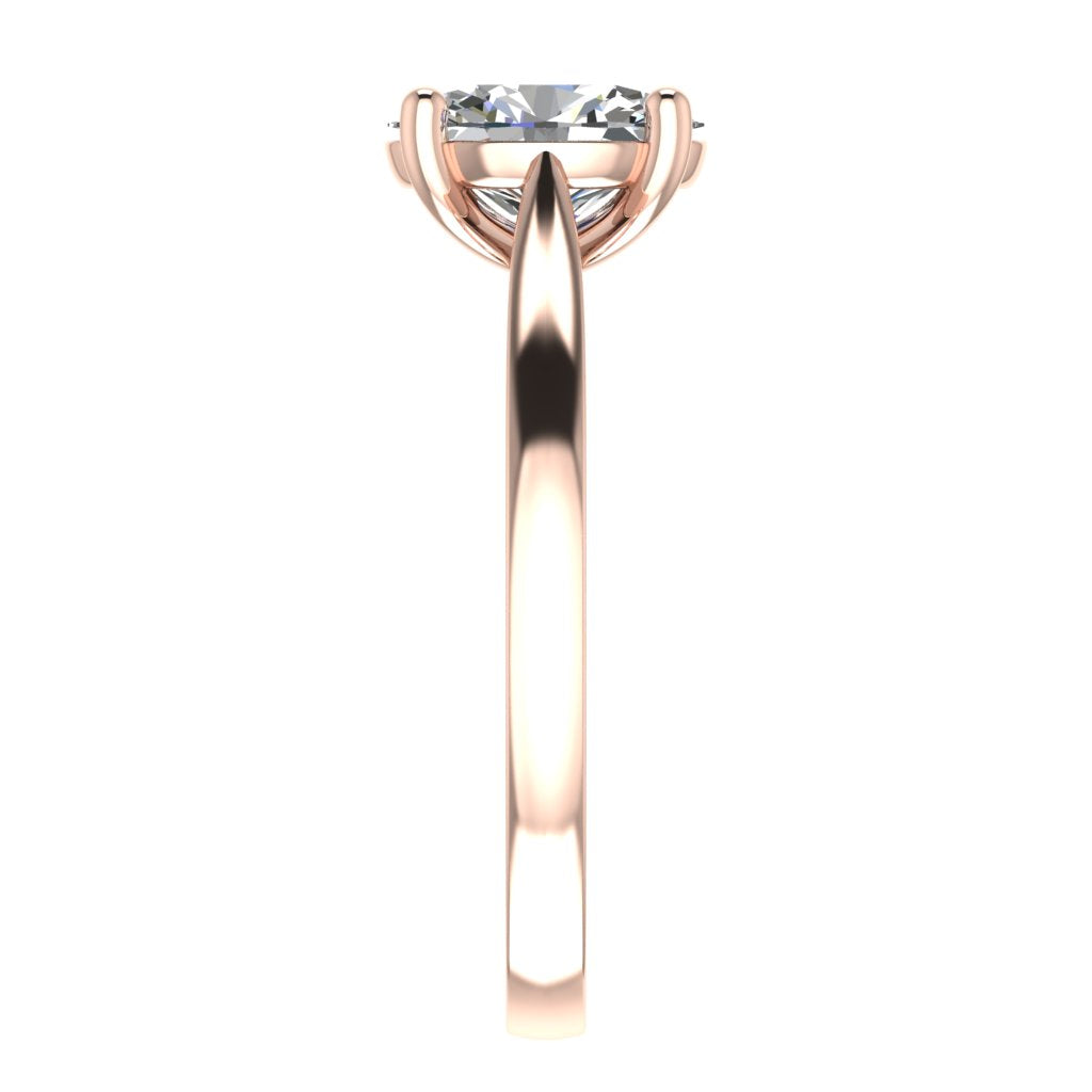 Oval Solitaire Rose Gold Ring, Cathedral Basket | SMO