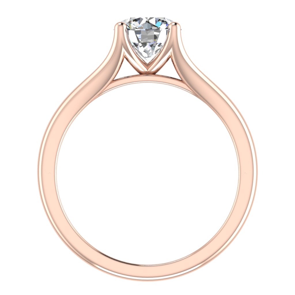 Round Solitaire Rose Gold Ring, Split 4 Prong | SMR