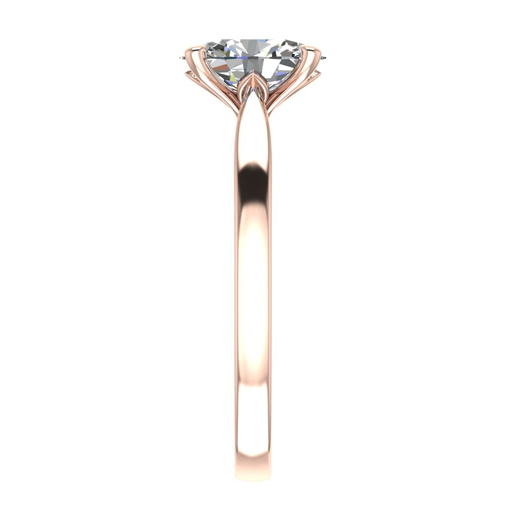 Oval Solitaire Rose Gold Ring, Lotus Cathedral | SMO
