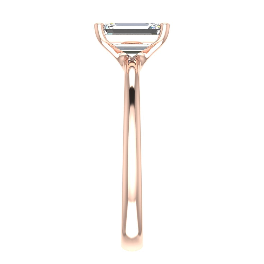 Emerald Solitaire Rose Gold Ring, Floating Basket | LGE