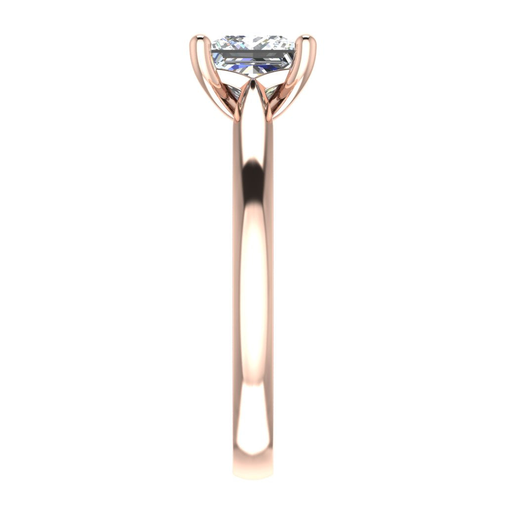 Princess Solitaire Rose Gold Ring, Cathedral Basket | LGP