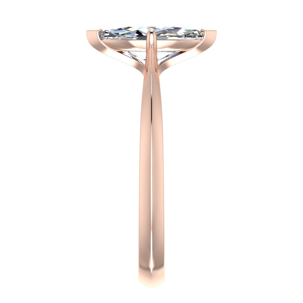 Marquise Solitaire Rose Gold Ring, Knife Edge | SMM