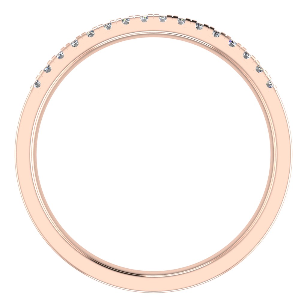 OFFSET ROUND DIAMOND CLAW SET BAND, MICRO SET, ROSE GOLD