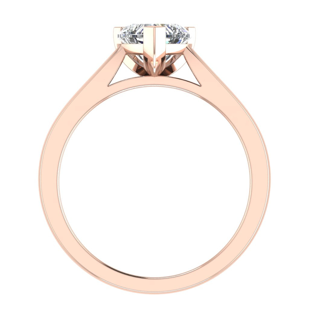 Heart Solitaire Rose Gold Ring, Pinched | SMF