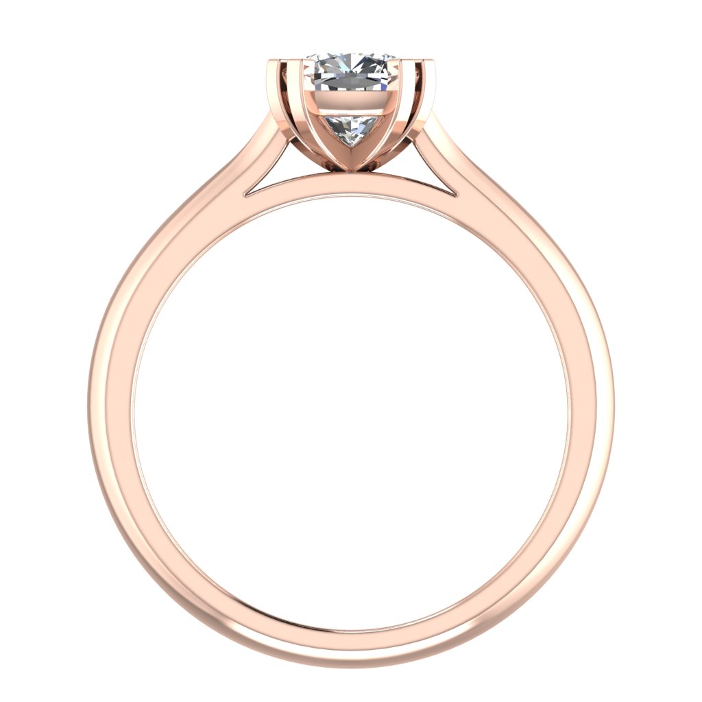 Cushion Solitaire Rose Gold Ring, Knife Edge | SMC