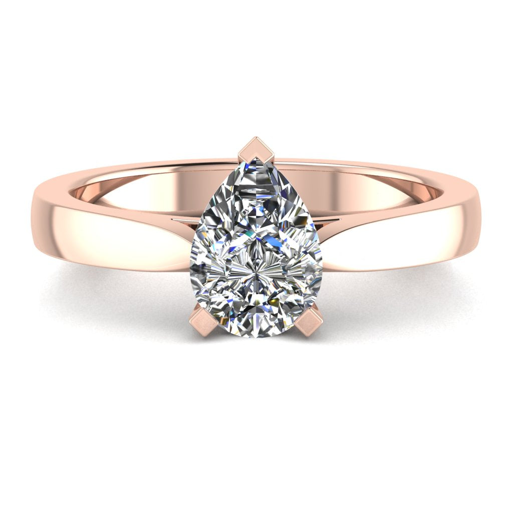 Pear Diamond Engagement Ring, Pinched Band Cathedral Solitaire