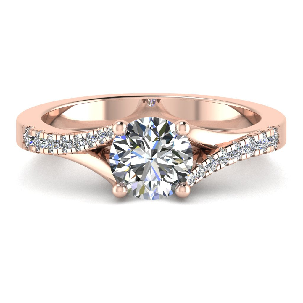 Round Diamond Engagement Ring, Split Band Shoulder Set | RX3016