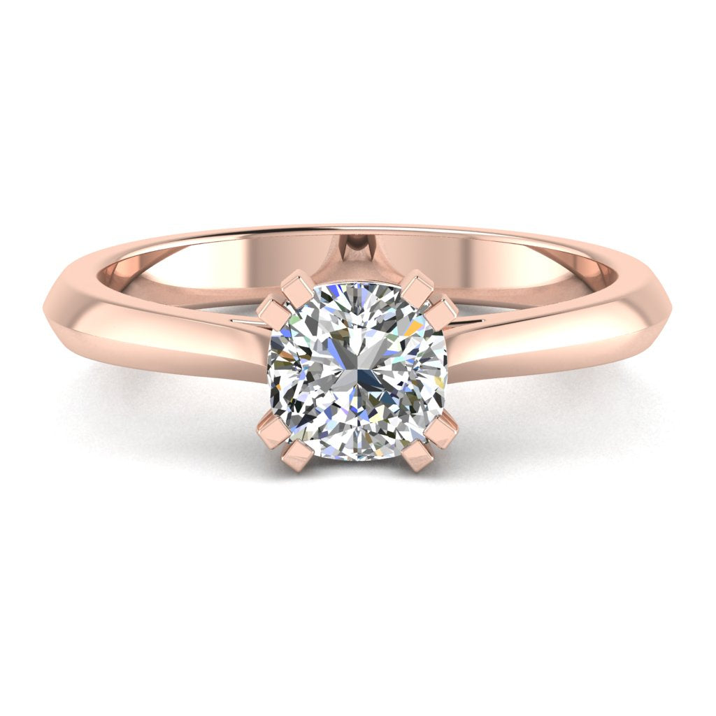Cushion Solitaire Rose Gold Ring, Knife Edge | SMC