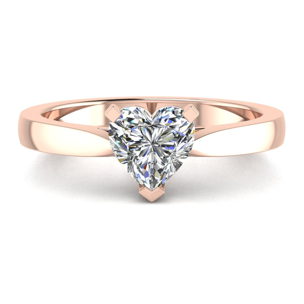 Heart Solitaire Rose Gold Ring, Pinched | SMF