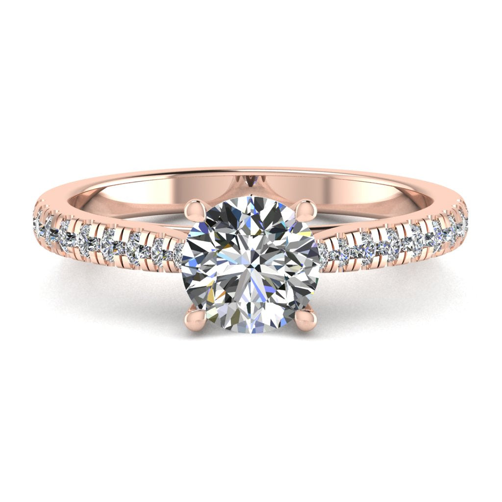 Round Cut Diamond Engagement Ring, Micro Shoulder Set Pinched | RX6701-25P
