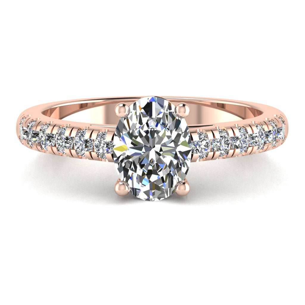 Oval Diamond Engagement Ring, Micro Shoulder Set Straight | RX6234