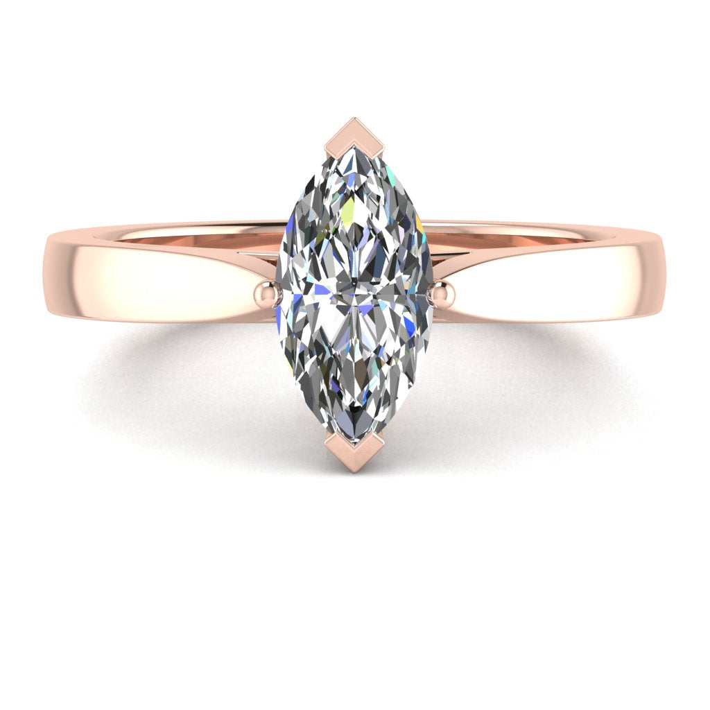 Marquise Diamond Engagement Ring, Tapered Band Solitaire