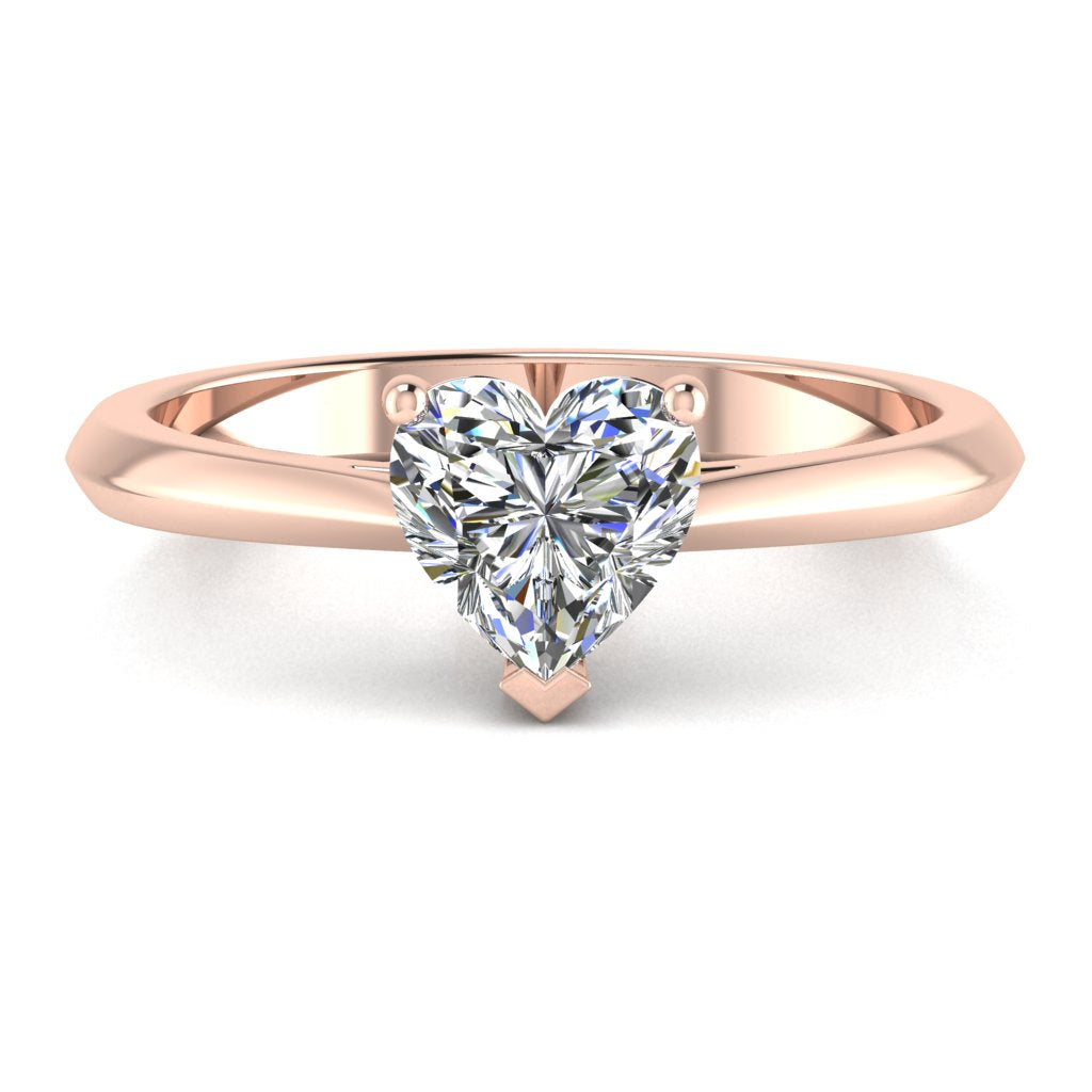 Heart Diamond Engagement Ring, Fancy Basket Solitaire