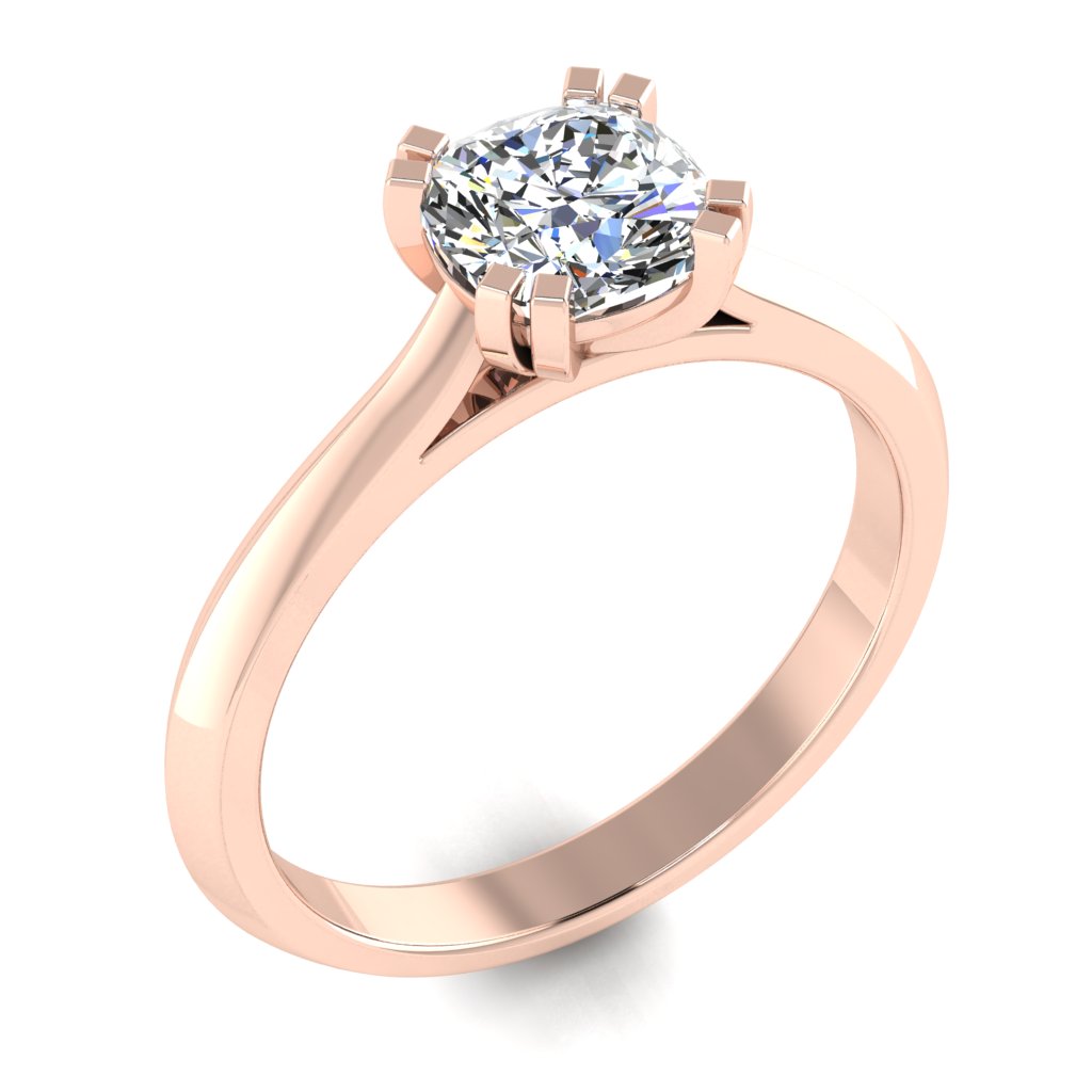 Cushion Solitaire Rose Gold Ring, Knife Edge | SMC