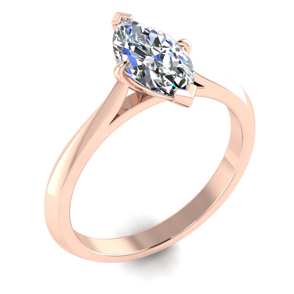 Marquise Solitaire Rose Gold Ring, Knife Edge | SMM