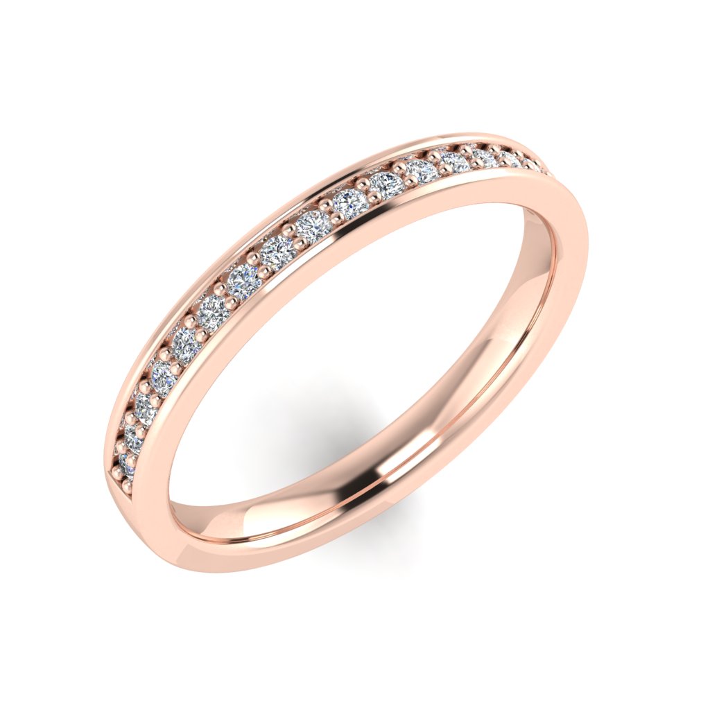 GRAIN AND CHANNEL SET ROUND DIAMOND ETERNITY RING, CLAW SET, ROSE GOLD