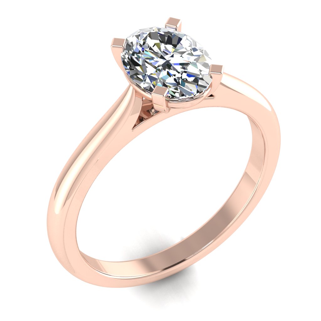Oval Diamond Rose Gold Engagement Ring, Cathedral Gallery Bar Solitaire | LT1029-25
