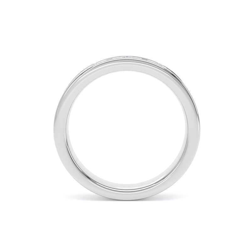 Round & Baguette Diamond White Gold Ring, Channel Set Half Eternity | ET1229