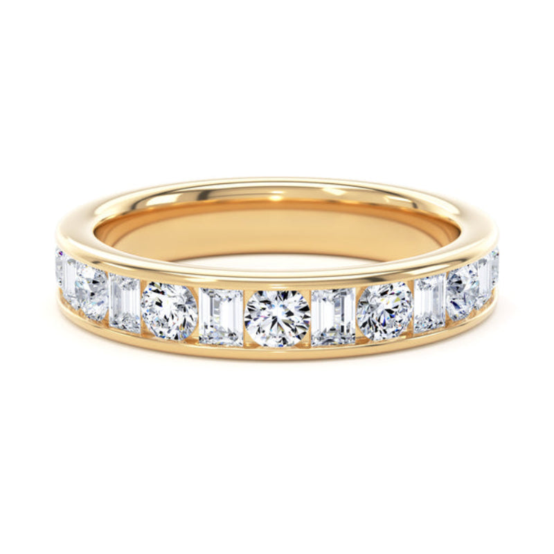Round & Baguette Diamond Ring, Channel Set Half Eternity | ET1229