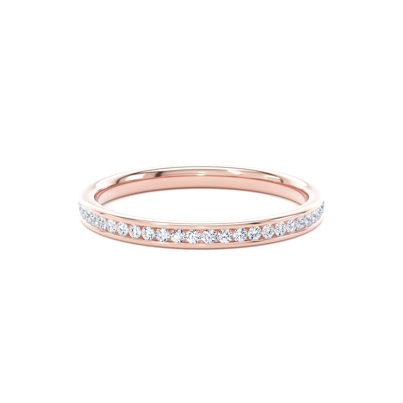 Round Diamond Rose Gold Ring, Channel Set Half Eternity | ET1226