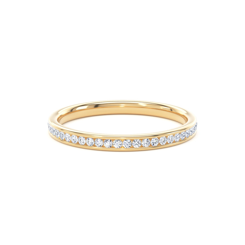 Round Diamond Yellow Gold Ring, Channel Set Half Eternity | ET1226