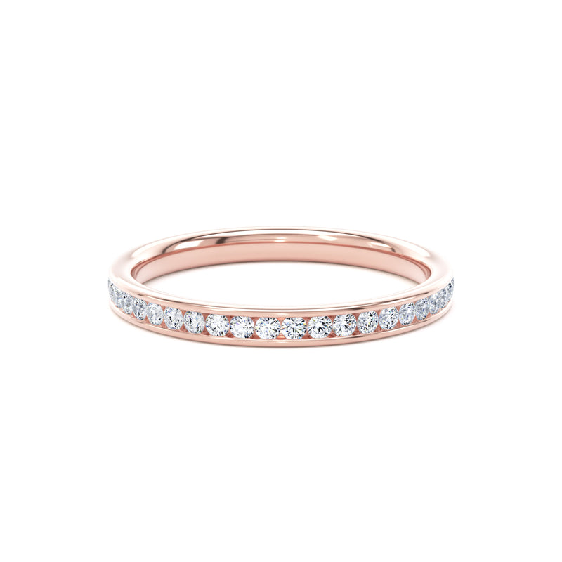 Round Diamond Rose Gold Ring, Channel Set Half Eternity | ET1226