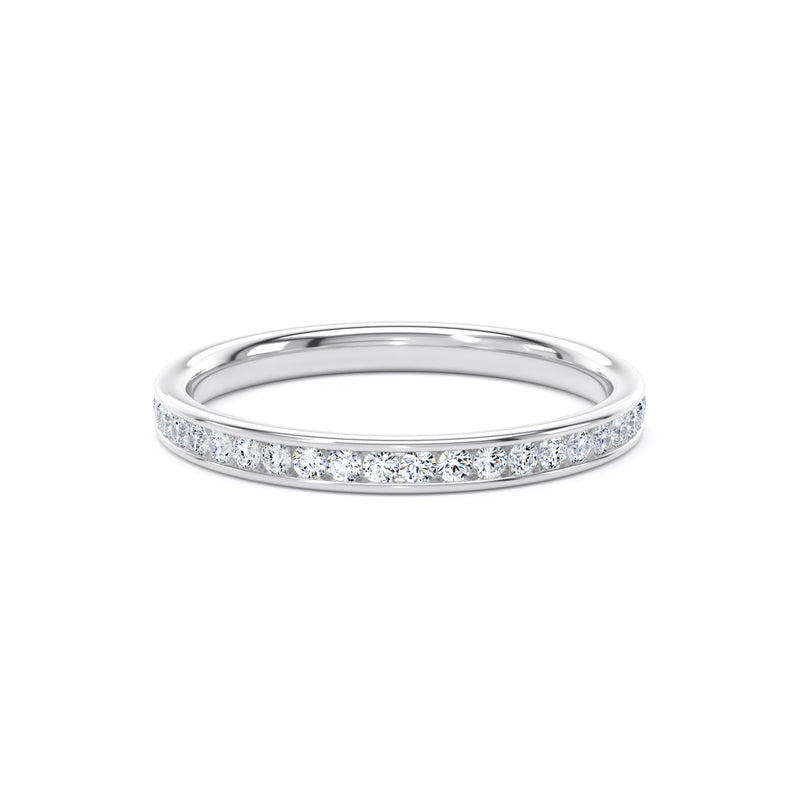 Round Diamond White Gold Ring, Channel Set Half Eternity | ET1226