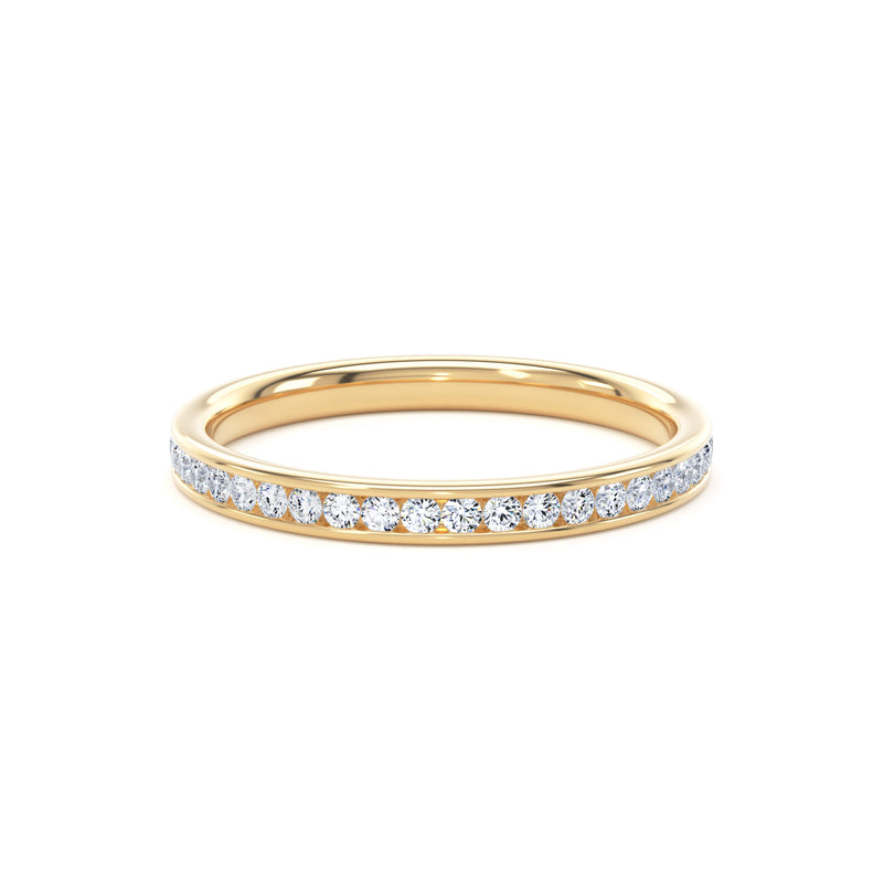 Round Diamond Yellow Gold Ring, Channel Set Half Eternity | ET1226
